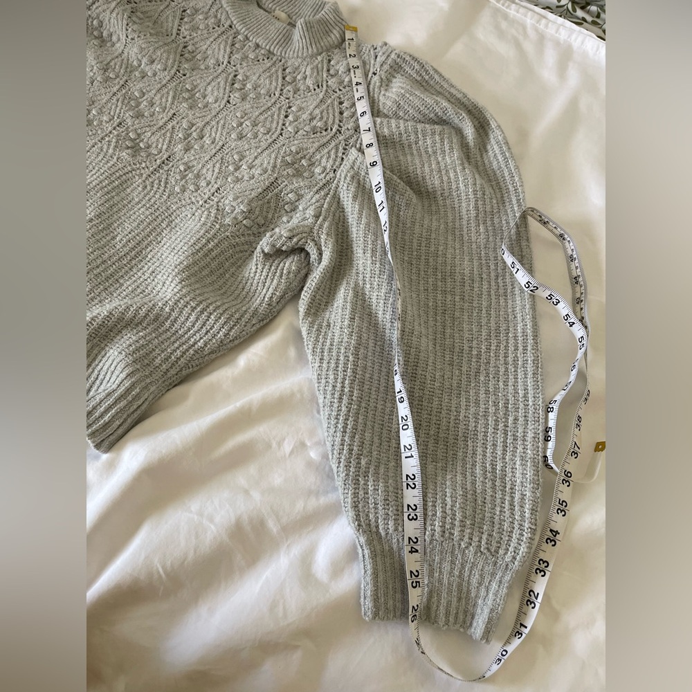A New Day Light Gray Ribbed Sweater XXL Soft Stretch Puffed Shoulder Clean Girl - Picture 9 of 11